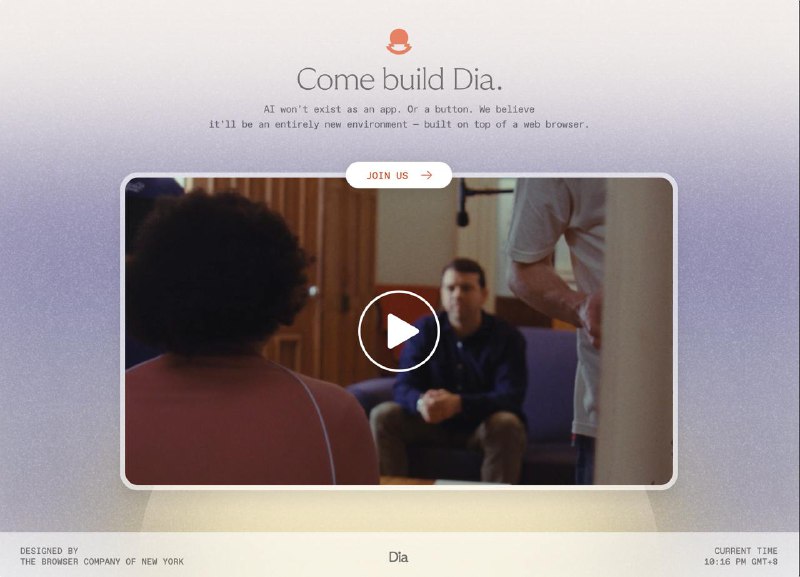 Arc 浏览器的开发商公布了其新产品 Dia 的 官网 