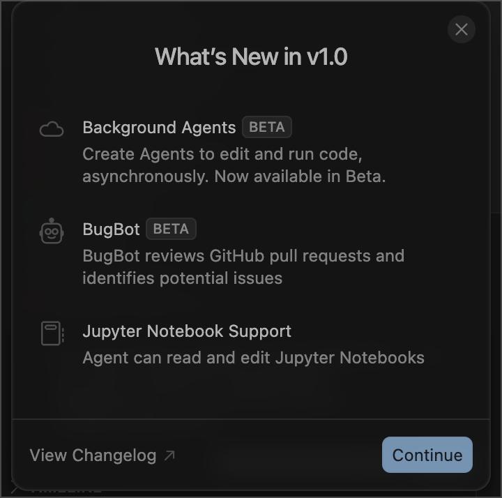 AI 代码编辑器 Cursor 发布了 1.0 正式版